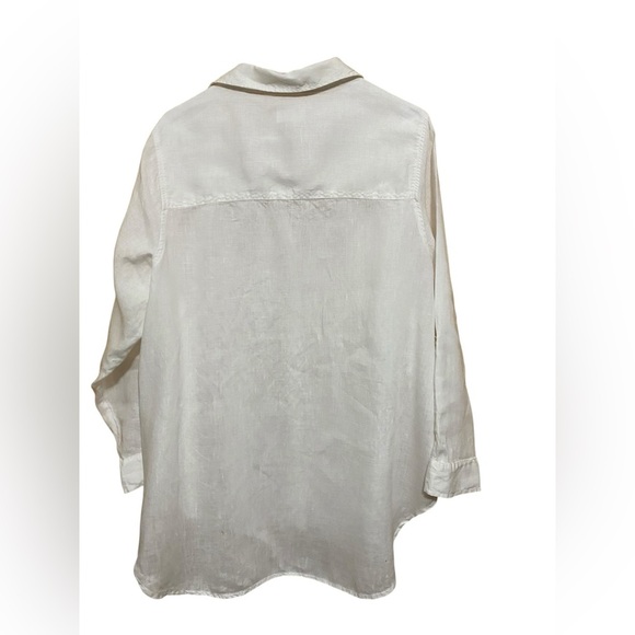 Sigrid Olsen 100% Linen White Long Sleeve Button Front Shirt Top, Plus Size 1X. - Picture 2 of 11